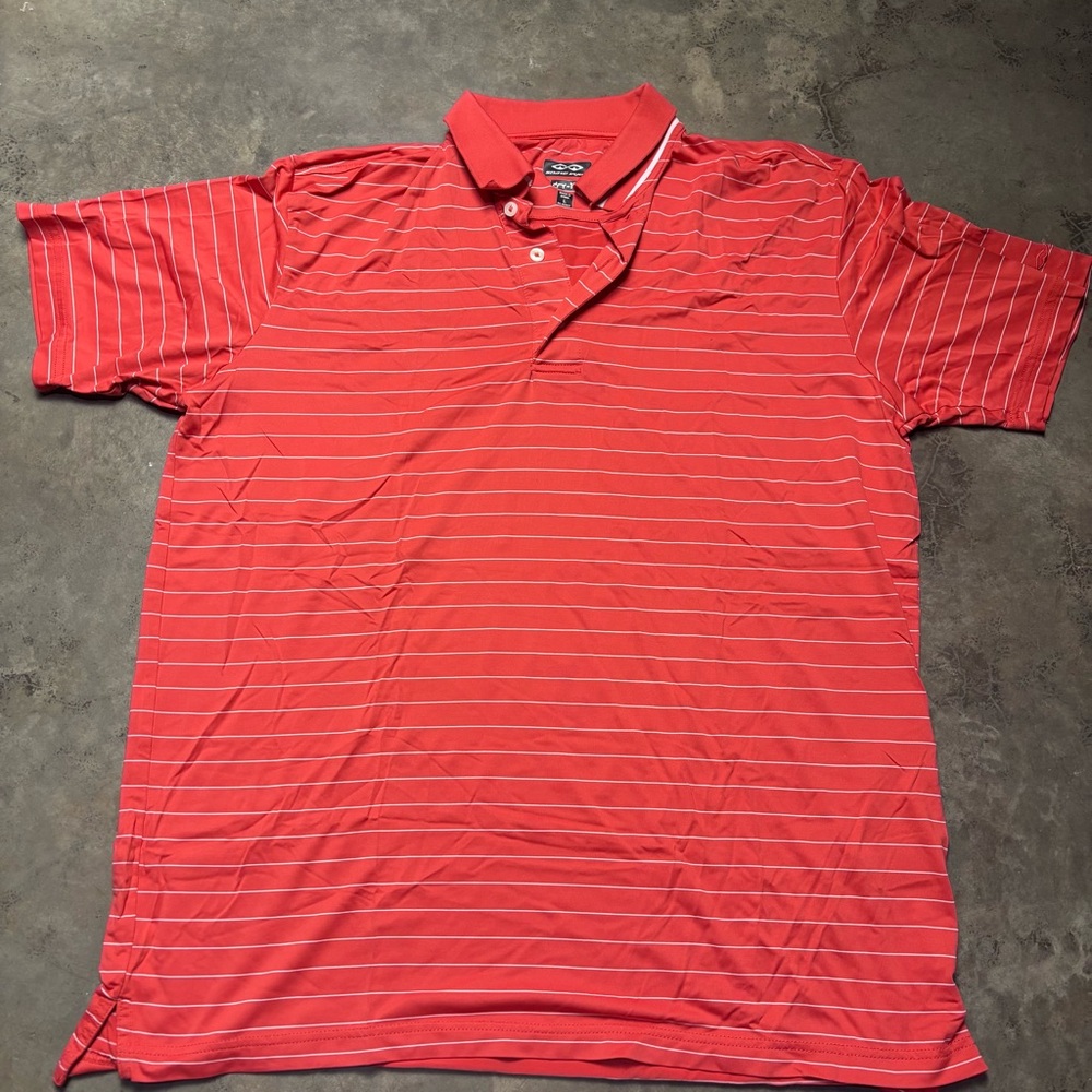 Snake Eyes Mens red Striped Dry fit Polo short Sleeves Golf size Large